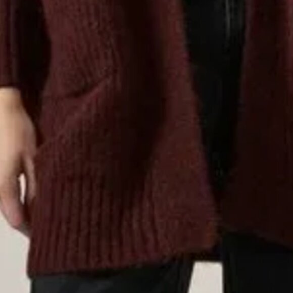 NWOT Zara Burgundy Knit Cardigan Sweater With Pockets - Picture 5 of 10